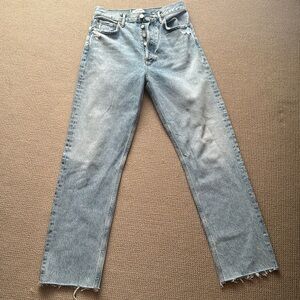 90's Pinch Waist High Rise Cropped Straight Jeans. Size 27